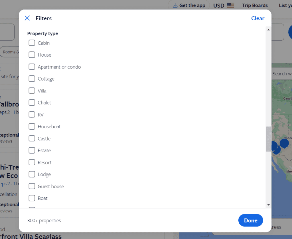 It is a screenshot from VRBO application where a filter is applied and specifically room is highlighted just to explain the vrbo accommodation.